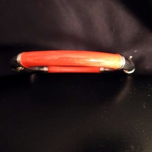 Sterling Silver and orange enamel bracelet